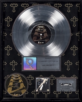 Tupac Shakur Personal RIAA Multi-Platinum Sales Award "Me Against The World"( Letter Of Provenance From Tupac Relative) 